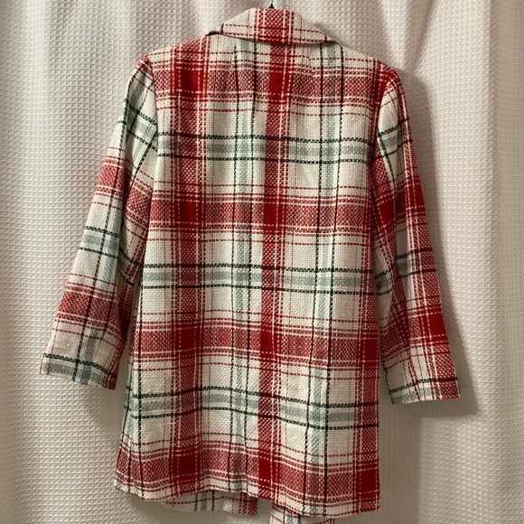 NWOT AT Factory Multi Plaid Long Blazer Jacket - Picture 6 of 6